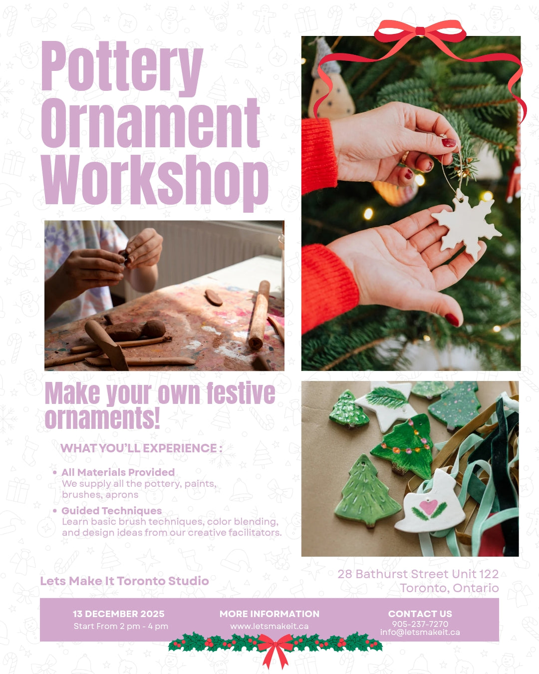 Pottery Ornament Workshop poster describing the event